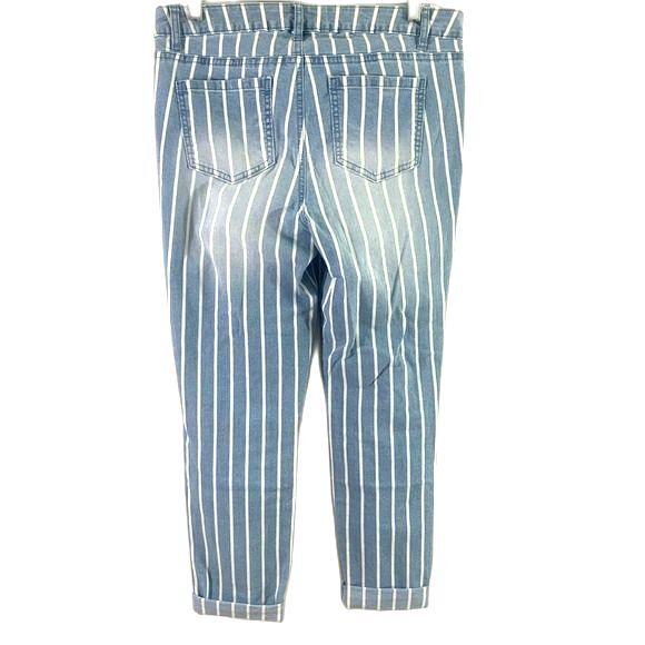 d. JEANS White Pin Striped Cropped Jeans Blue Size 4 - Picture 4 of 11